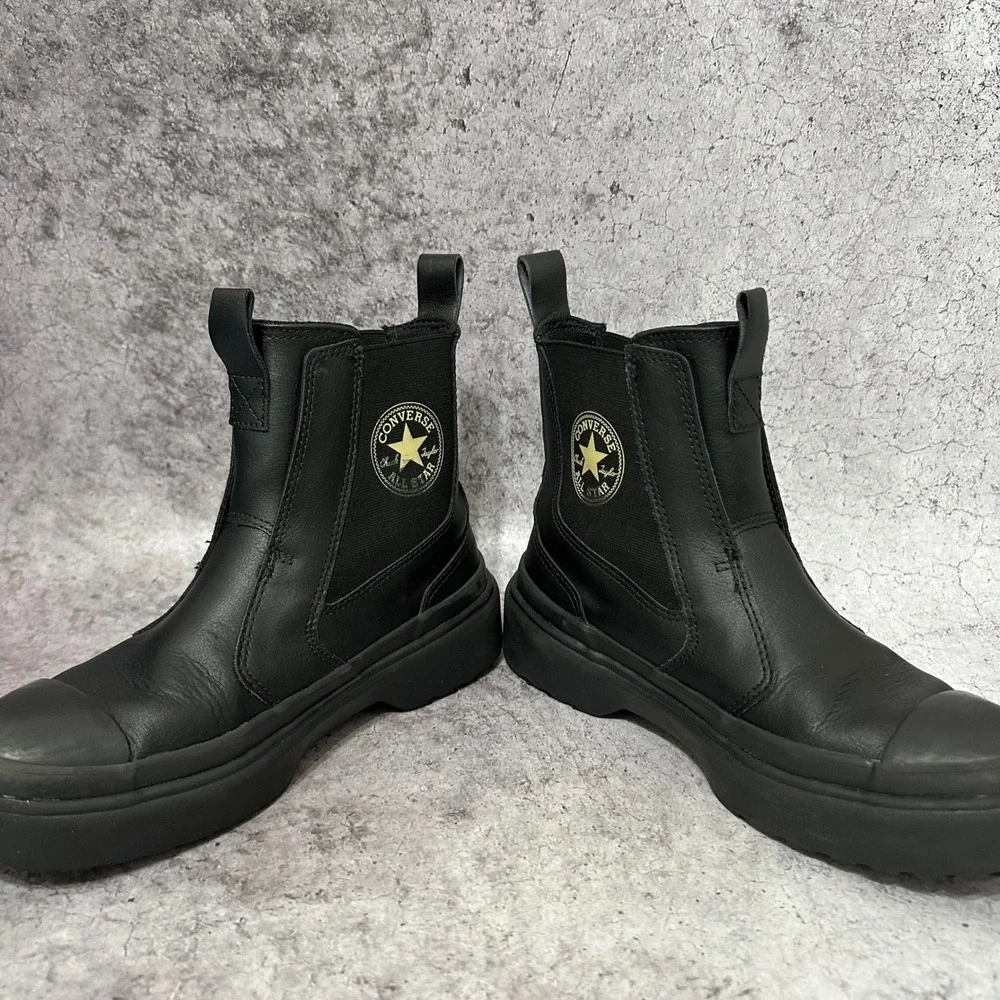 Converse All Star Lugged Chelsea Boots Kids 3.5 Black A08453C Leather Platform